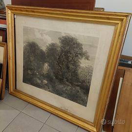 incisione con cornice foglia oro