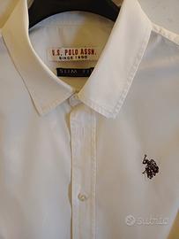 Camica U.S. Polo Assn. in slim fit bianca tg l