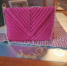 Borsa fatta a MANO uncinetto fucsia Nuova
