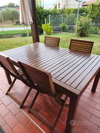 Tavolo in teak da giardino con n. 6 sedie