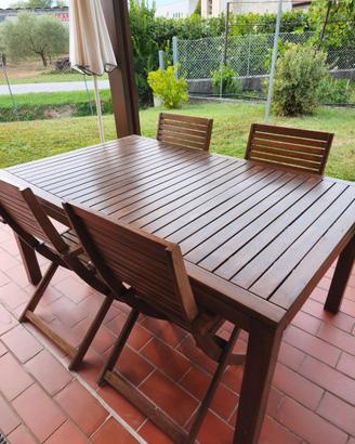 Tavolo in teak da giardino con n. 6 sedie