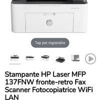 Stampante HP Laser MFP 137FNW fronte-retro Fax Sca