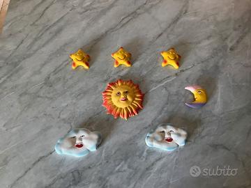 stelle sole luna nuvole bimbo bimba decorato mano