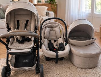 trio passeggino, carrozzina e seggiolino auto