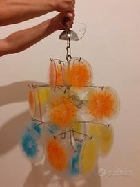 Lampadario a disco Vistosi in vetro di Murano