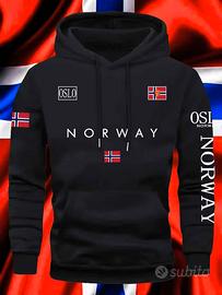 Felpa con cappuccio con stampa "NORWAY colore nero
