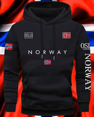 Felpa con cappuccio con stampa "NORWAY colore nero