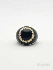 Anello oro 18KT smalti e diamanti, Francia 1950.