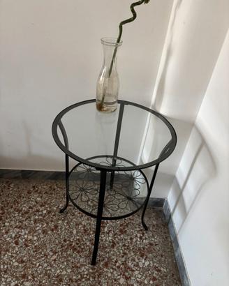 Tavolino ferro battuto e vetro