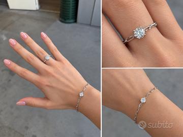 Set anello e bracciale argento e moissanite