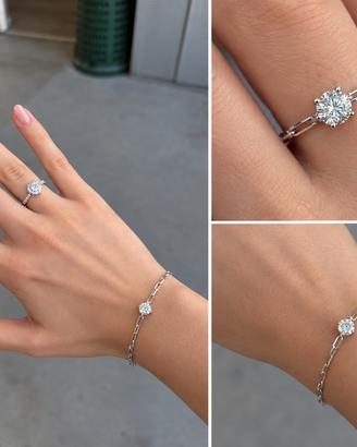 Set anello e bracciale argento e moissanite
