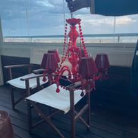 Lampadario Massive 5 luci in vetro rosso