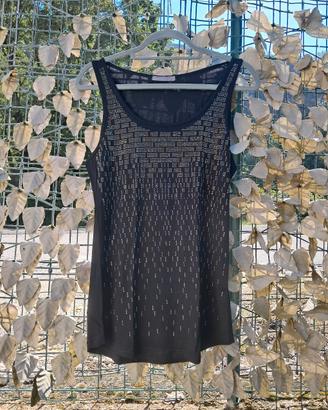 Canotta Nera con Strass e Glitter "VINCE OTTO"