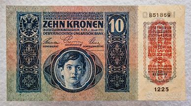 Banconota Austria Tedesca 10 Corone sovrastampa