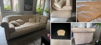 Divano Baxter, modello alfred, pelle beige