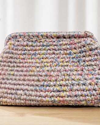 Borsa artigianale intrecciata ad uncinetto multico