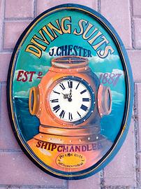 Quadro in legno Diving Suits con orologio