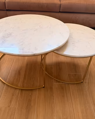 Tavolini da Salotto Moderni Marmo Bianco e Oro