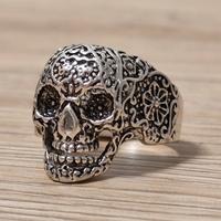 Anello teschio messicano ,tribale , acciaio NUOVO 