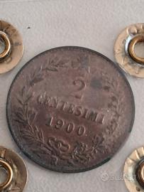 2 Centesimi 1900 senza punto. Rara