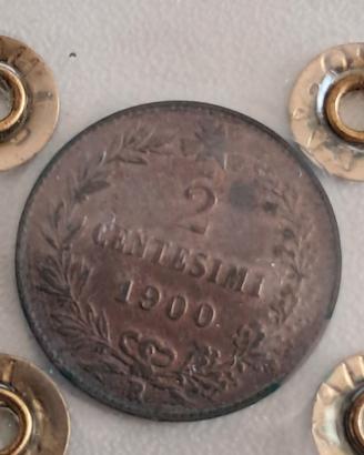 2 Centesimi 1900 senza punto. Rara