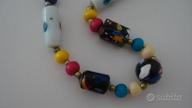 collana girocollo perle in ceramica vintage