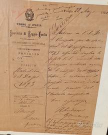 Documento storico Regno d'Italia - Poviglio - 1893