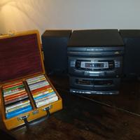 radio con casse sharp e audiocassette