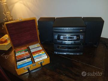 radio con casse sharp e audiocassette