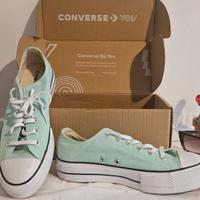 scarpe converse platform, verde acqua, tg41