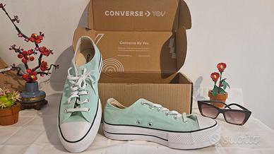 scarpe converse platform, verde acqua, tg41