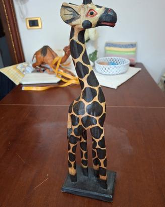 Giraffa Vintage in Legno Africano Intagliato