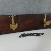 Antico Appendi Abiti Attaccapanni in Legno Ottone