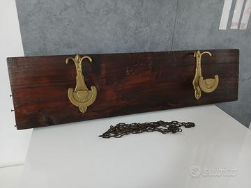 Antico Appendi Abiti Attaccapanni in Legno Ottone