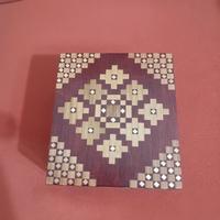 RARA SCATOLA LEGNO PORTAGIOIE LACCATA INTARSIATA