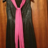 Vestito nero scintillante anni ’60 con foulard 