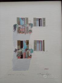 Litografia di Giorgio Zuppini 'Balconi in fiore'