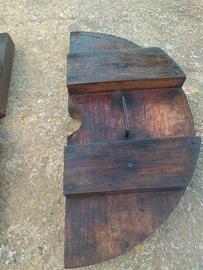 Coppia Mezzelune in Legno per Torchio Vino Vintage
