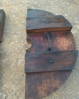Coppia Mezzelune in Legno per Torchio Vino Vintage