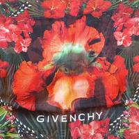 Foulard Givenchy leopardato con fiori rossi seta