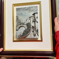 quadro materico rilievo borgo ponte