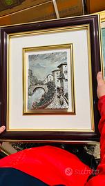 quadro materico rilievo borgo ponte