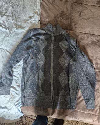 Maglia uomo motivo scozzese con cerniera