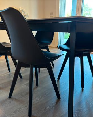 Set 4  sedie scandinave nere in ecopelle