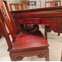 Tavolo+4 sedie intarsiati ANTIQUARIATO