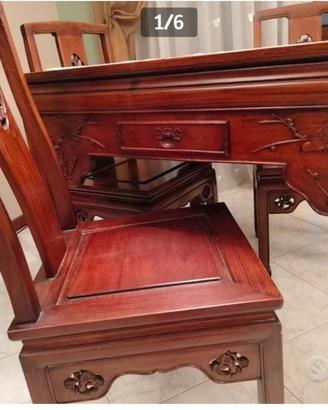 Tavolo+4 sedie intarsiati ANTIQUARIATO