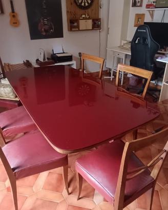 Tavolo vintage legno e vetro