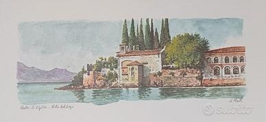 Stampe Lago di Garda cm.49x23