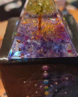 Piramide orgonite simbolo sacro Albero vita
foglie
