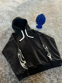 felpa nera con cappuccio: vision of super.